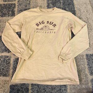 Long Sleeve Brown and Creme Outdoorsy Big Sur Women's Top Size S